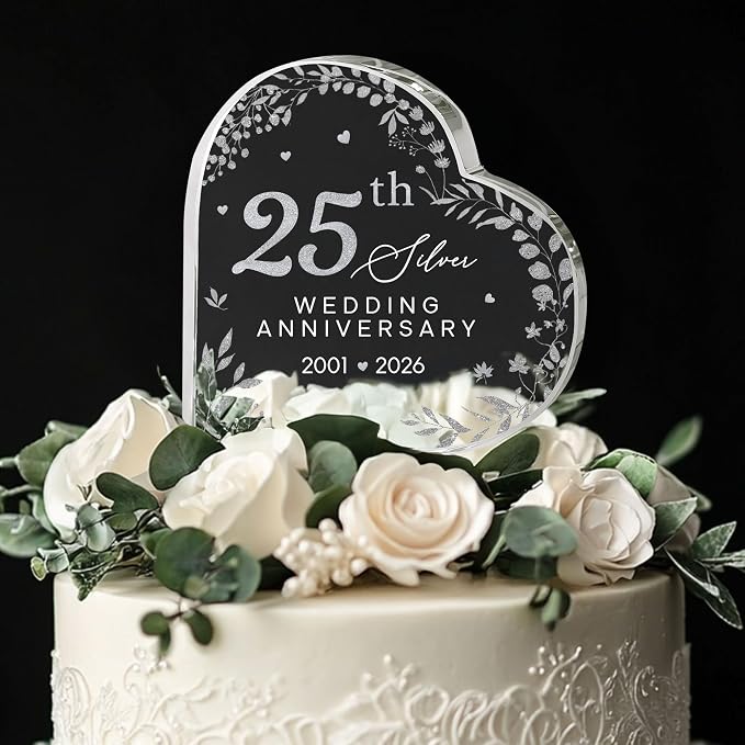 25th Wedding Anniversary Acrylic Cake Topper, 25 th Anniversary Decorations, 25 Wedding Topper, 25 Years Of Marriage Gifts (25th Anniversary 2026)