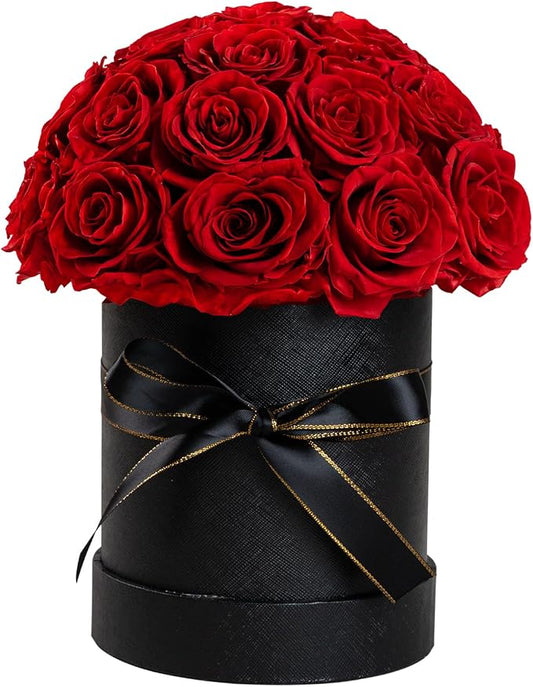 27 Preserved Flowers for Delivery Prime, Roses Dome Forever Flower Decor for Party Home Table Bedroom, Anniversary, Birthday, Wedding Gifts for Women Her (Red)