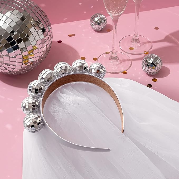 Pop Fizz Designs Last Disco Bachelorette Party Veil for Brides