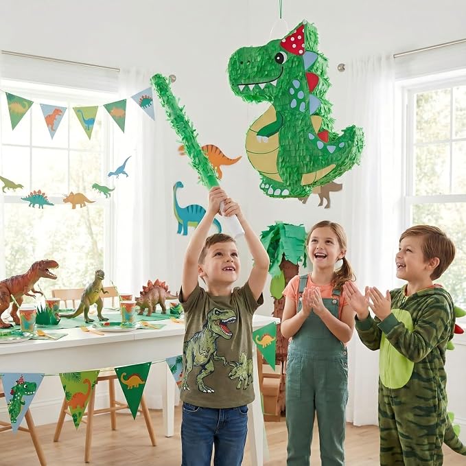 VINTS Dinosaur Pinata,Kids Dino Piñata with Blindfold, Dinosaur Themed Party Decor,Perfect for School Parties, Birthday Parties (16.93 × 12.6× 3.15in)