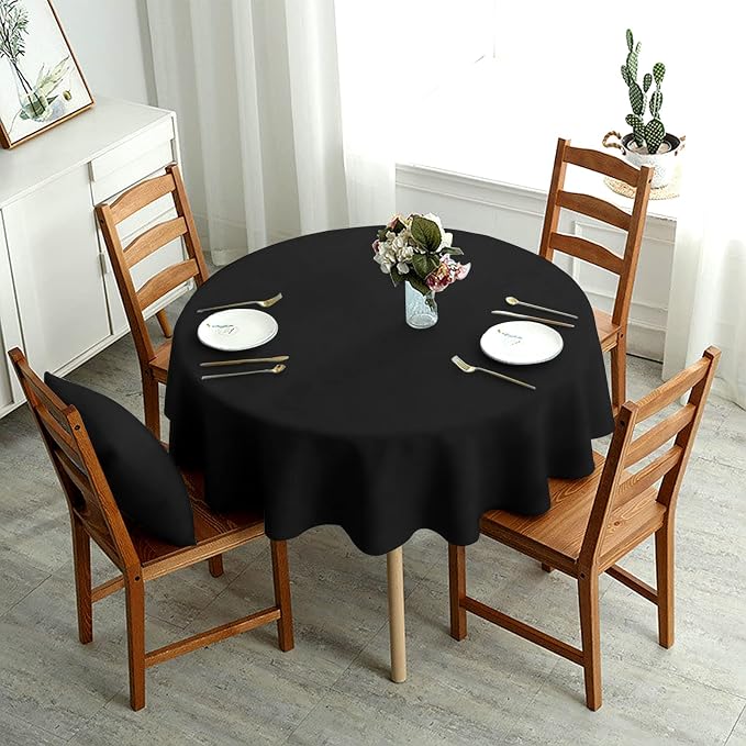 12 Pack Round Tablecloth 90 Inch - Black Polyester Tablecloth for Round Table, Premium Stain and Wrinkle Resistant Washable Fabric Table Cover for Wedding Party Banquet Restaurant Reception