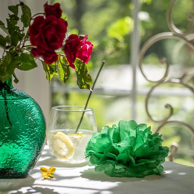 Green Tissue Paper Pom Poms - Green Party Decorations for Birthdays, Weddings, Baby Showers and Special Occasions by Avoseta (16 Piece Set, Assorted Sizes)