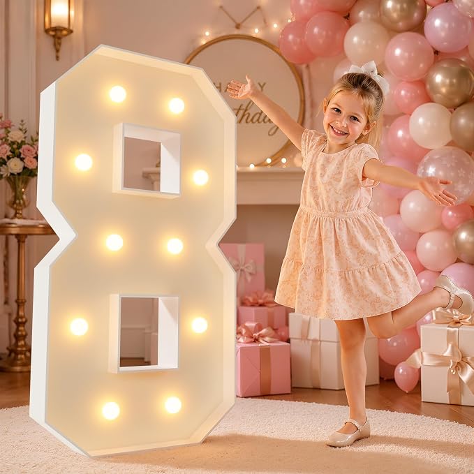 imprsv 4FT Marquee Numbers,DIY Light Up Numbers for 8th 18th Birthday Decorations, Party Party Decorations,Anniversary Party Decor,Mosaic Number for Balloons Number 8,Pre-Cut Foam Board Kit
