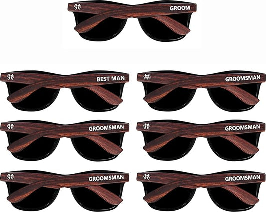 LADY&HOME Bachelor Party 7pcs Wedding Sunglasses for Groom, Best Man, Groomsmen Gifts Wedding Favor
