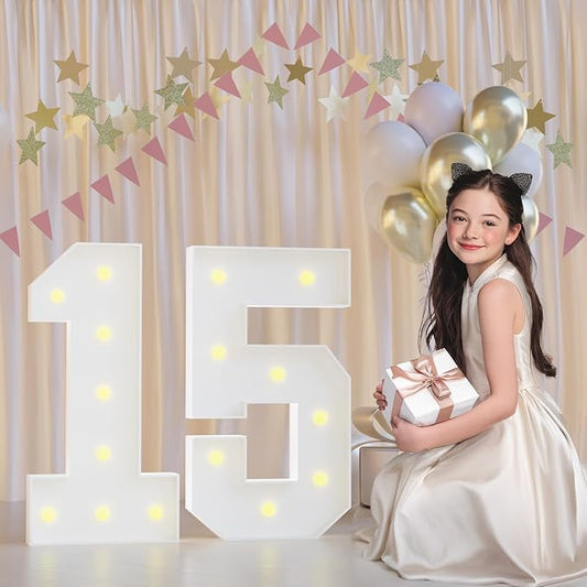 15th Birthday Decorations Marquee Numbers, 2.3FT Large Light up Number 15 for Birthday Decorations, Number 15 Light up Numbers for Party Anniversary Decor Sign