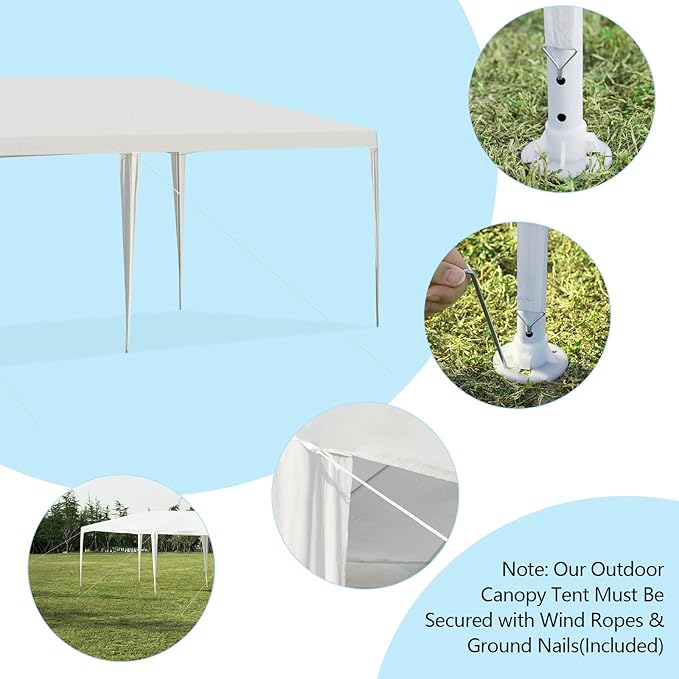 Tangkula 10' x 30' Outdoor Waterproof Gazebo Canopy w/ 6 Removable Sidewalls and 2 Doorways, Heavy Duty Large Tent w/Strong Connection Stakes Ropes for Party Wedding Events Beach BBQ (White)
