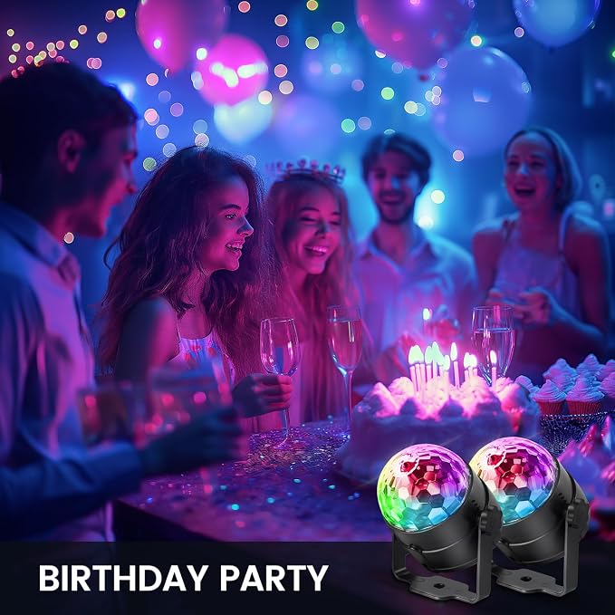 NEQUARE Disco Ball DJ Party Lights Sound Activated with Remote Control Strobe Lamp 7 Modes Stage Light for Home Room Dance Parties Karaoke Halloween Christmas Birthday Decorations[3-Pack]