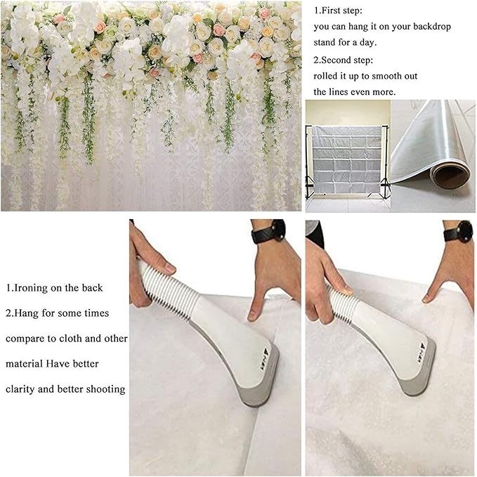 White Rose Floral Theme Photography Backdrops Bridal Shower Wedding Flowers Photo Background Baby Girl Birthday Party Portrait Dessert Cake Table Decor Photo Booth Studio Props 7x5ft