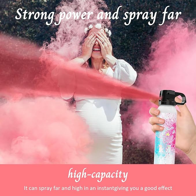 Large Gender Reveal Fire Extinguisher: 2 Packs Gender Reveal Ideas Only for Baby Girl with 100% Biodegragable for Gender Reveal Decorations - 20+ Feet (Pink)