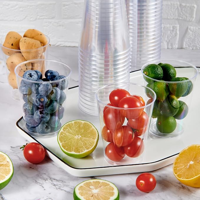 JOLLY CHEF 8 oz Clear Disposable Plastic Cups, 200 Pack Heavy-duty Clear Plastic Cups Perfect for Wedding, Thanksgiving, Christmas, Halloween Party