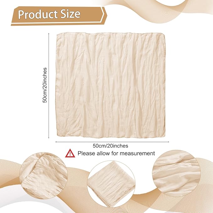 LZY 120 Pack Gauze Cheesecloth Napkins 20x20 Inch Dinner Cloth Napkins, Soft Boho Table Napkins Rustic Wrinkled Cheese Cloth Napkins Bulk for Wedding Party Baby Shower Event Decor (Ivory)