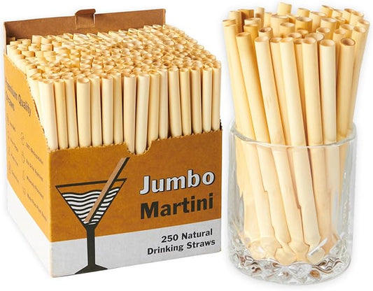 Hay Straws 6 inch Compostable Drinking Straw Eco Friendly, 250 Count Biodegradable Straw, Disposable for Lowball Drinks, Cocktails, Sturdy Plant-Stem Straws, No Paper, Plastic-Free (6.5–8.5mm)