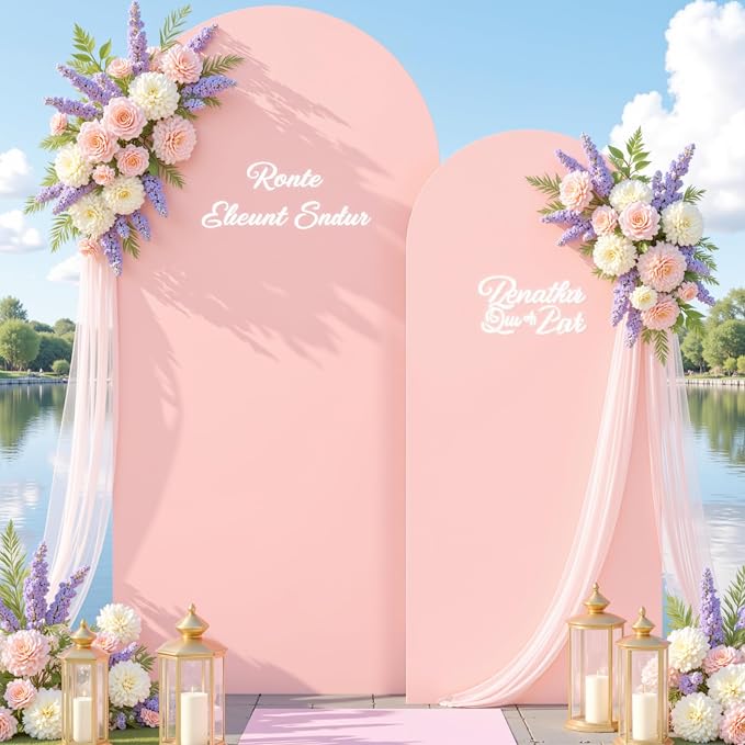 Dusty Rose Photo Arch Backdrop Cover Set of 2 for Party Spandex 7.2 and 6ft Arch Covers Stretchy Backdrop Baby Shower Balloon Arch Stand Covers for Girls Birthday Wedding Bridal Shower Background