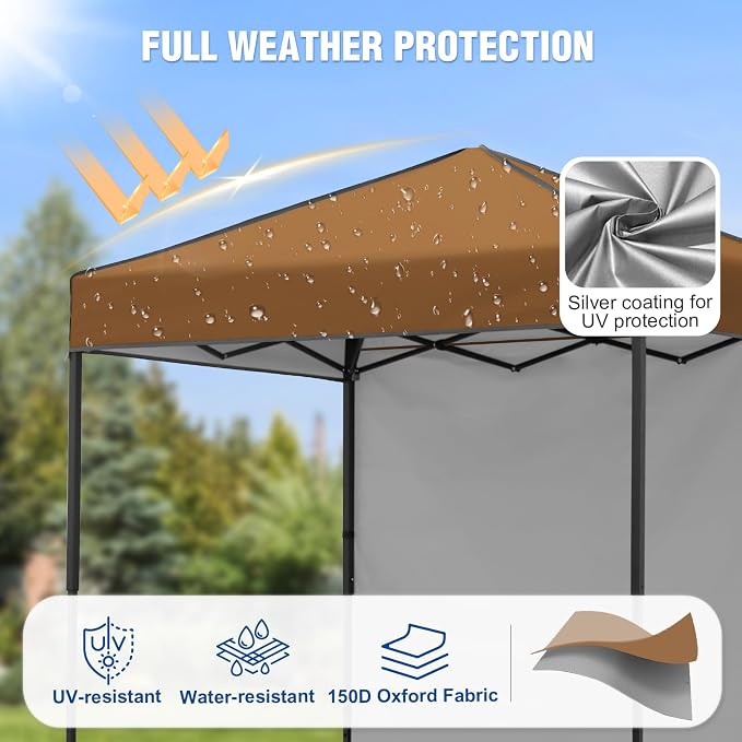 6x4 Pop Up Canopy Tent with One Wall Panel, Instant Portable Beach Canopy, Outdoor Tent with Carry Bag for Camping, Sports, Tailgating, Events, Khaki