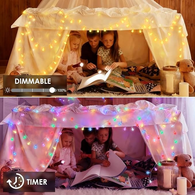 OMIKA Smart Color Changing String Lights USB Powered, 33FT 60LED APP Control Fairy Lights with Remote, Indoor Globe String Lights, Music Sync for Party Bedroom Tent Wedding Christmas Tree