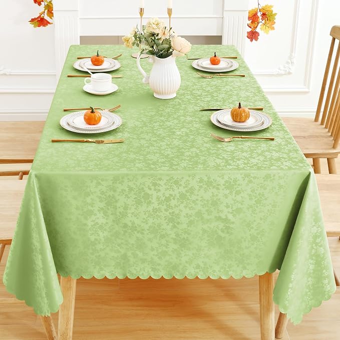 Smiry Rectangle Table Cloth, Waterproof Heavy Duty Vinyl Tablecloths, Wipeable Washable Table Cover for Kitchen and Dining Room (Sage Green, 60" X 120")