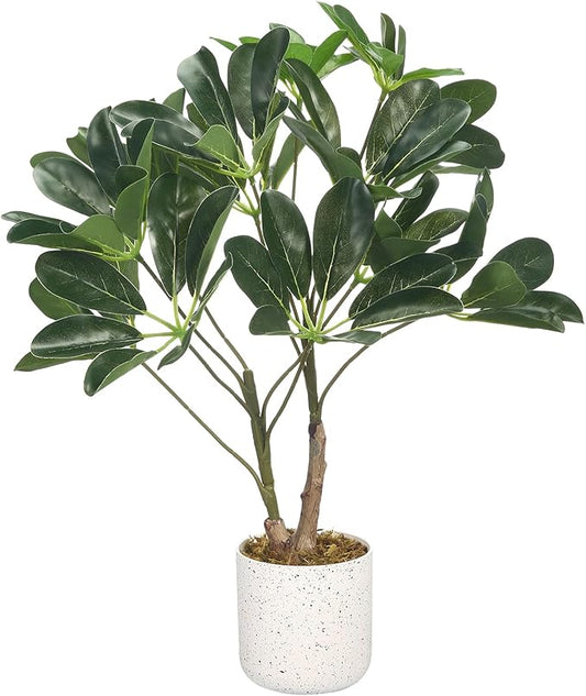 Garvee 18" Faux Schefflera Umbrella Tree with Planter, Artificial Umbrella Tree for Home Office Indoor Decor