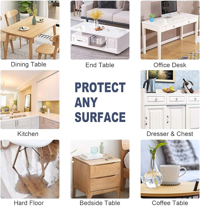 OstepDecor Clear Table Cover Protector 29 x 59 Inch, 1.5mm Thick Plastic Table Cover, Dining Table Protector Pad, Waterproof & Easy Cleaning PVC Desk Mat for Dresser, Coffee & Kitchen Wooden Tabletop