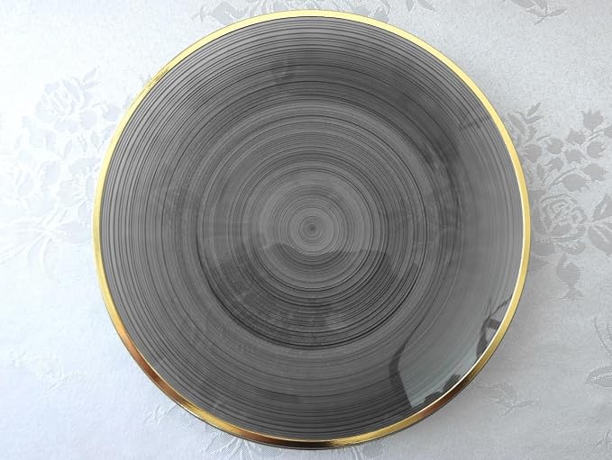 OCCASIONS 50 Black and Gold Plates for 25 Guests (Belize in Black & Gold) | China-Like Look, Fancy Heavy Duty Disposable Plastic Dinnerware Set, 10" Dinner & 7" Salad/Dessert, Wedding Party, BPA Free