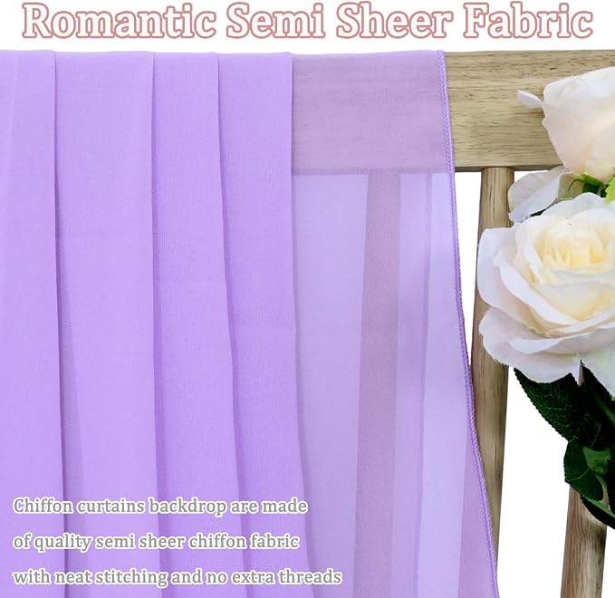 FOTSHARER Wedding Ceiling Drapes 5x30FT 2 Panels Lavender Wedding Arch Draping Chiffon Fabric Ceiling Drapery for Weddings Ceremony Tent Drapes for Events Sheer Drape for Backdrop Canopy Decoration