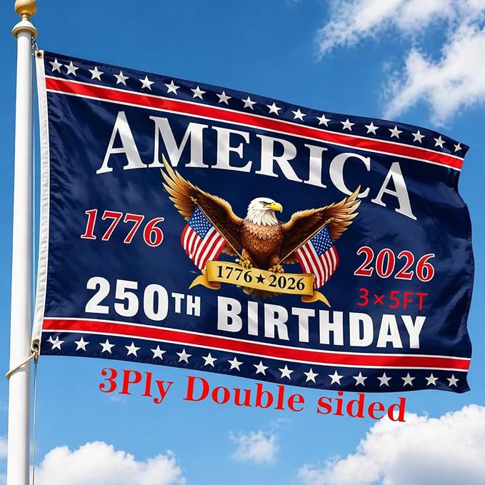 250th Anniversary American Flag - Double Sided 3-Ply Flag for outside,4th of July Decorations Independence Day,USA Flag 250 Year Anniversary for Outdoor Decoration