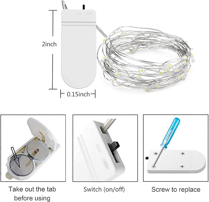YITING 24 Pack 30 Led Valentine's day Fairy Lights Battery Operated 10.2 FT (3m) Copper Wire LED Mini String Lights Waterproof Warm White Firefly Lights for Wedding Party DIY Jars Gifts Decoration