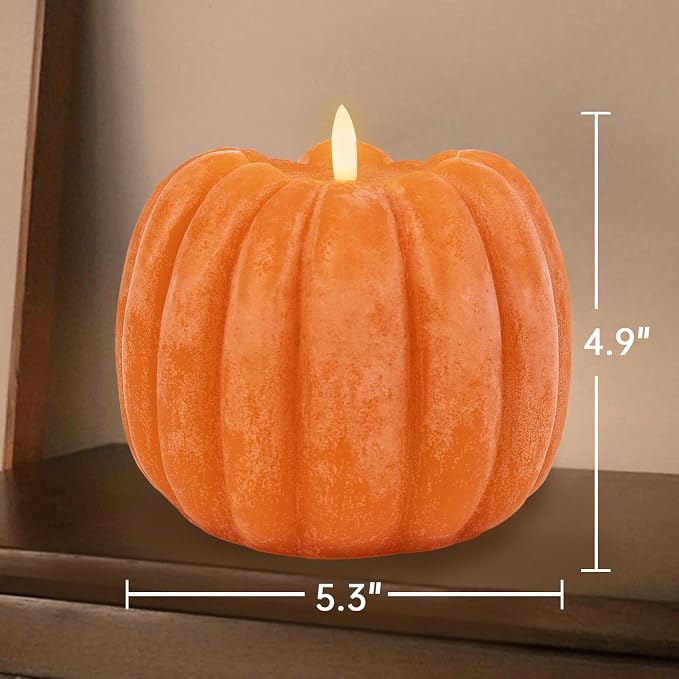 Fall Decorations for Home - Fall Decor - Flickering Flameless Wax Pumpkin LED Candle with Timer Remote Control- Thanksgiving Gifts - Autumn Farmhouse Rustic Harvest Decor for Tiered Tray Table Indoor