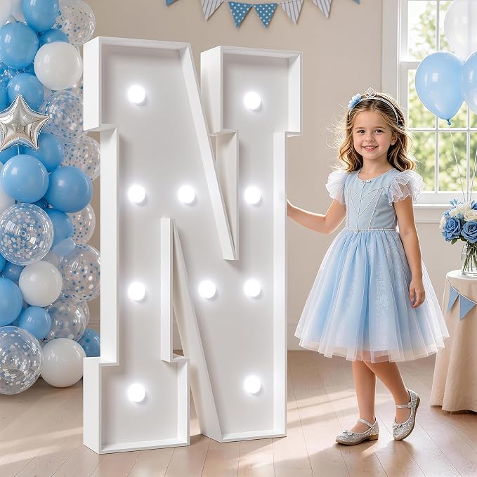 Marquee Letters, Cool Light Marquee Lights - Large Letters N for Birthday, Anniversary, Wedding Decor (DIY Kit) 25pcs Accessory Set