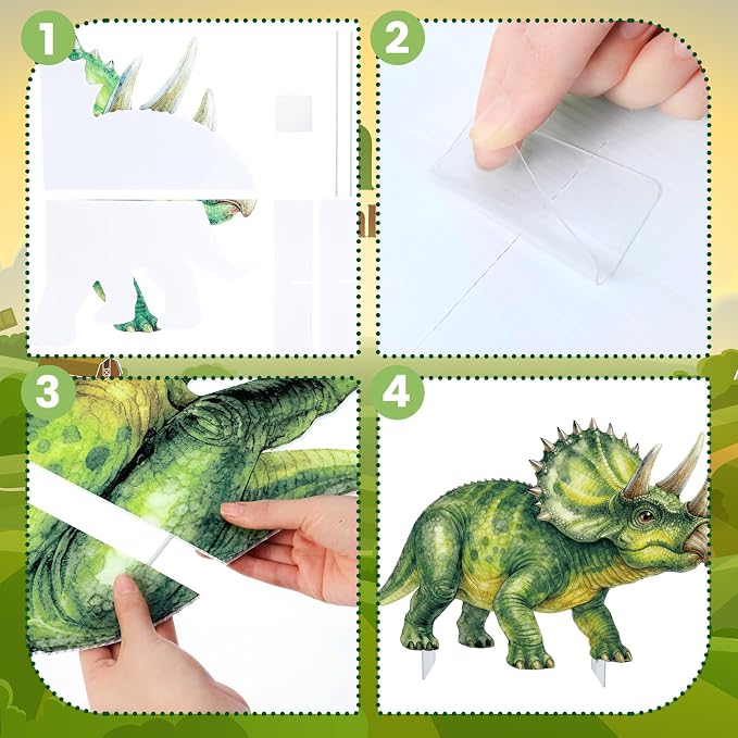 Amyhill 3 Pcs Dinosaur Cardboard Cutout Standup Life Size Large Dinosaur Baby Shower Decorations, Dino Birthday Party Photo Backdrop Yard Sign for Jurassic Theme Jungle Safari Party Favors