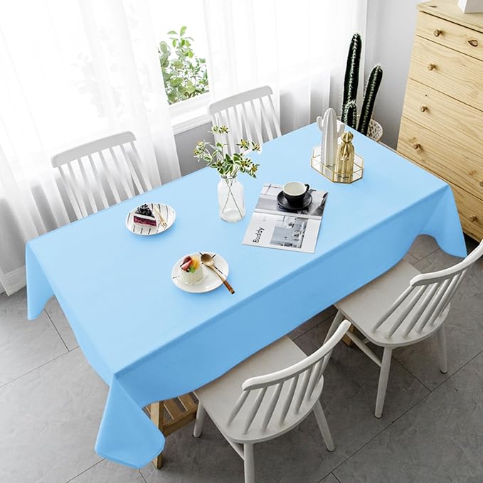 YMHPRIDE 6 Pack Light Blue Tablecloth 60 x102 inch Polyester Table Cloth for 6 Foot Rectangle Tables, Stain and Wrinkle Resistant Washable Fabric Polyester Table Covers for Wedding Party Banquet