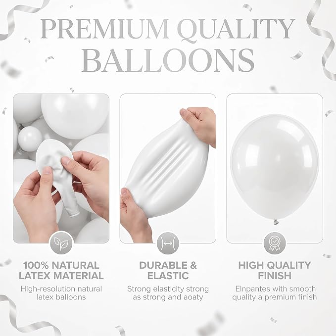 Balloon Column Kit for Floor-Balloon Columns with Stand, Base and Pole,Balloon Tower Backdrop Decoration for Wedding, Baby Shower, Birthday Party, or Bachelorette Parties (Silver White)