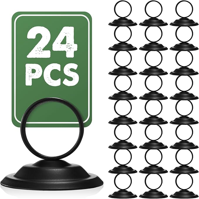 MotiMind 24 Pcs Table Number Holders-Metal Place Card Holders Table Number Stands Tabletop Sign Stands for Photos, Menu, Memo, Notes, Wedding, Restaurant, Banquet, Birthday(Black)