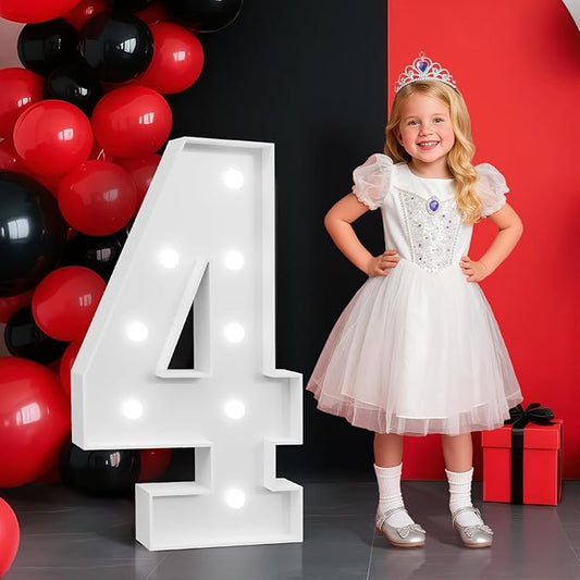 2FT Marquee Numbers 4, Light up Numbers for 4th 40th Birthday Decoration, Anniversary Party Decor, 2026 Graduation Decoration,Pre-Cut Foamboad Kit