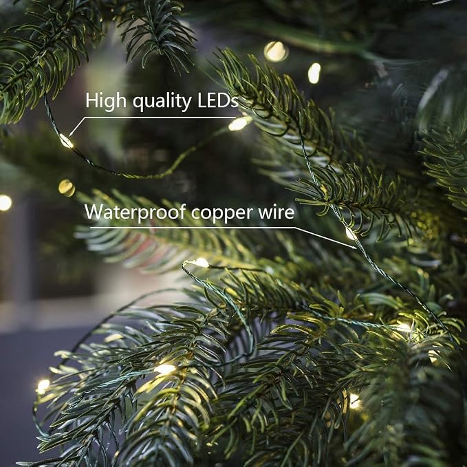 2 Pack Green Wire Fairy Lights Plug in 100Ft 300 LED Warm White Twinkle Lights LED String Lights with Remote for Christmas Tree Bedroom Living Room Wall Patio Party Decoration