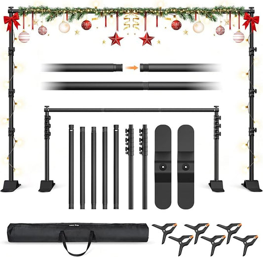 Forlogic 10x8ft Banner Backdrop Stand Kit，Heavy Duty Adjustable Photo Background Stand Step and Repeat Backgdrop Frame for Photography，Party，Trade Show