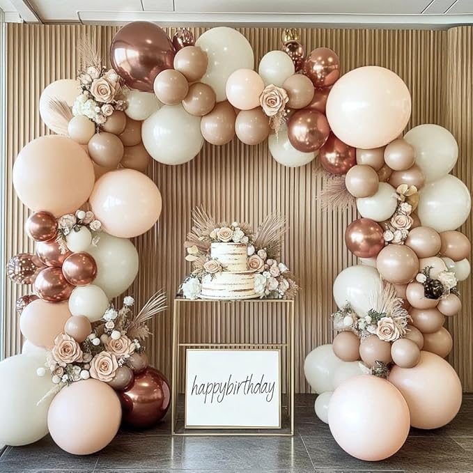 Blush Beige Gold Balloon Arch Kit Double Stuffed White Sand Nude Balloon Garland Neutral Cream Apricot Balloons for Birthday Baby Shower Bridal Shower Boho Wedding Gender Reveal Party Decor