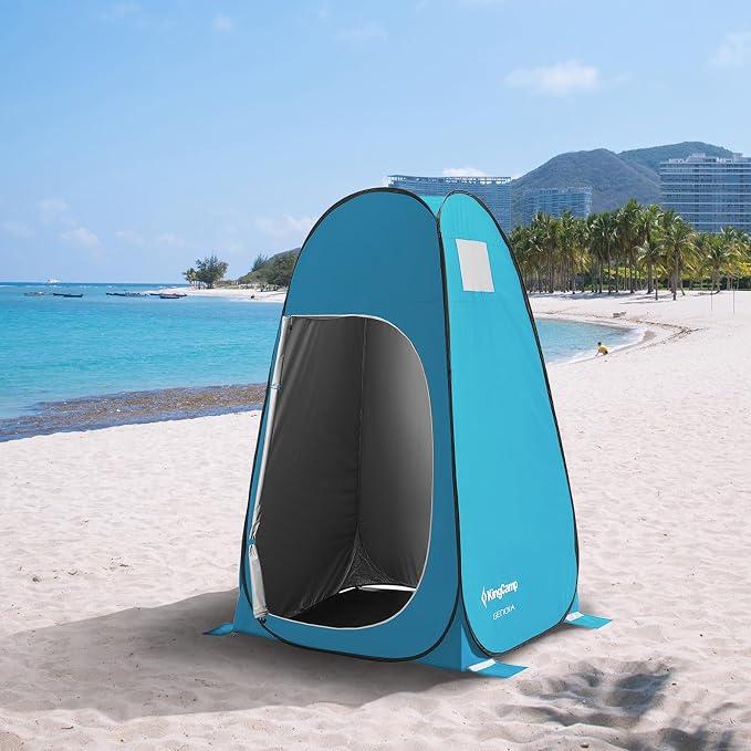 KingCamp Camping Shower Tent, Portable Outdoor Privacy Toilet & Changing Tent Windproof & Waterproof Easy Setup Shelter with Shower Bag for Camping Hiking Beach
