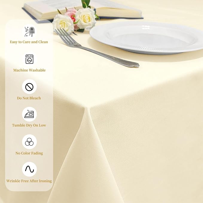 12 Pack Beige Tablecloths for Rectangle Tables Stain and Wrinkle Resistant Washable Polyester Tablecloth 60 x 102 Inch Table Cloth Rectangle Table 6 Foot Rectangle Table Cloth for Wedding Party