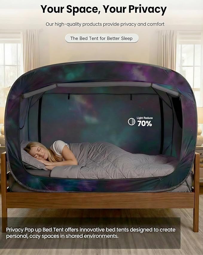 ANC POP Bed Tent Twin Bed Canopy Portable Dream Tent for Adult Indoor Sleeping Tents with 2 Doors Breathable Private Space Tents, Galaxy