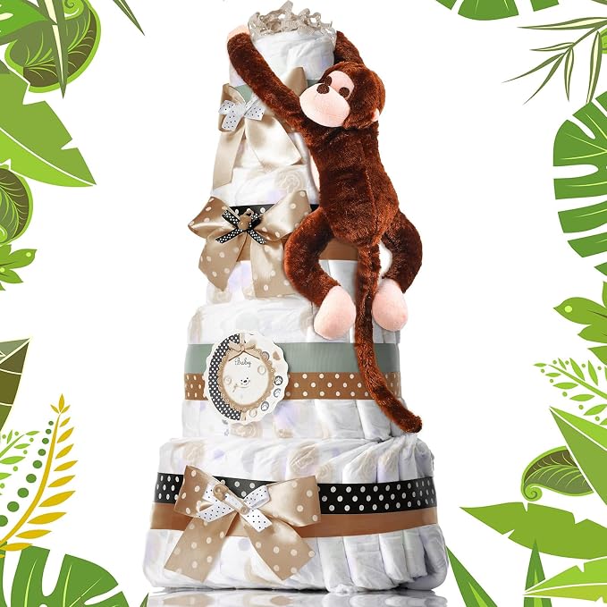 Hungdao 6 Packs Hanging Monkey Stuffed Jungle Animal Toy with Hook and Loop Jungle Party Hanging Plush Monkey for VBS Sunday School Classroom Party Decorations (24 Inch,32 Inch,Dark Brown)