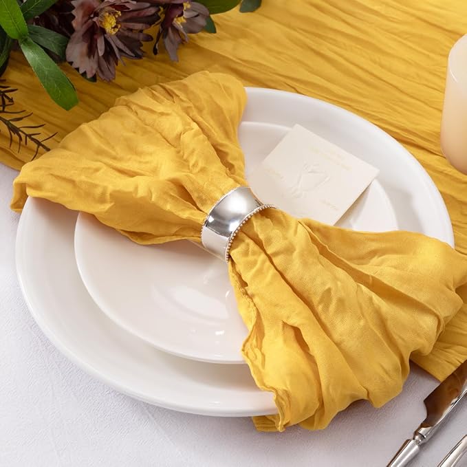 20 Pack Gold Cheesecloth Napkins Cloth Washable Spring Summer Cloth Napkins Set of 20 Bulk 21x21 Inches for Wedding Baby Bridal Shower Birthday Dinner Party Home Table Decor