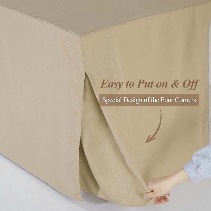 Shillance 2 Pack Khaki Square Tablecloth for 34x34 Inch Card Table Cover Waterproof Oil-Proof Spill-Proof Polyester Square Fitted Tablecloth for Wedding Parties Display Trade Show