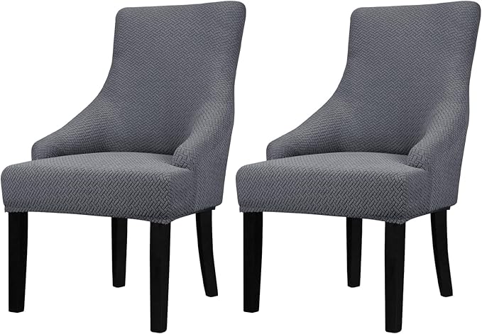 Lellen Stretch Wingback Chair Cover Slipcover - Reusable Wingback Side Chair Slipcover,Accent Chair Cover,Arm Protector Seat Cover,Wing Chair Cover for Dining Living Room Home（2PCS,Dark Grey）