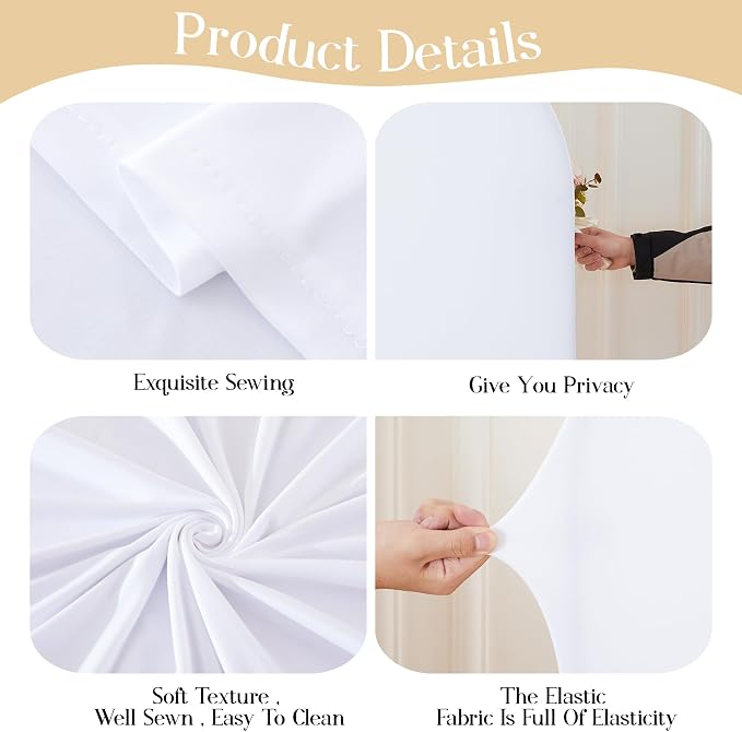 White Arch Cover 7.2FT 6FT Set of 2 Wedding Arch Backdrop Covers Stretchy Spandex Back Drop Covers for Birthday Baby Shower Party Decor Photo Booth Girls Bridal Banquet Balloon Arch Background