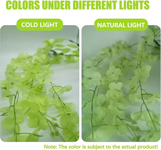36 Pack Green Wisteria Hanging Flowers, 3.44 Ft Fake Hanging Flowers, Artificial Wisteria Garland Vines for Wedding Room Backdrop Outdoor Patio Garden Decoration