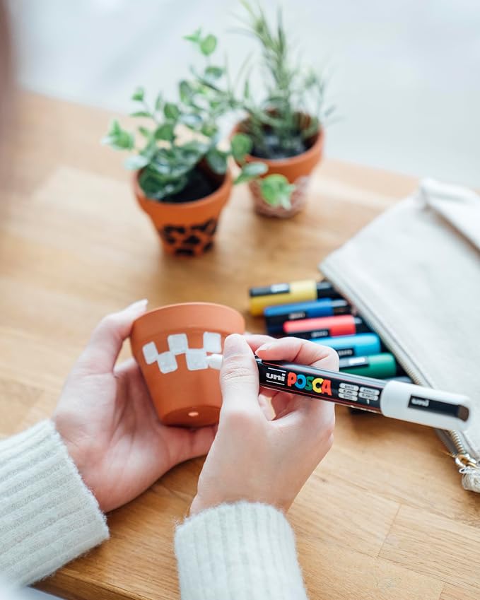 Uni Posca Paint Markers, 5M Medium Acrylic Markers with Reversible Tips, Artist Recommended For Gifts, Decorations, Fabric, Metal, Glass, Wood and Canvas, Assorted Colors, Set of 29