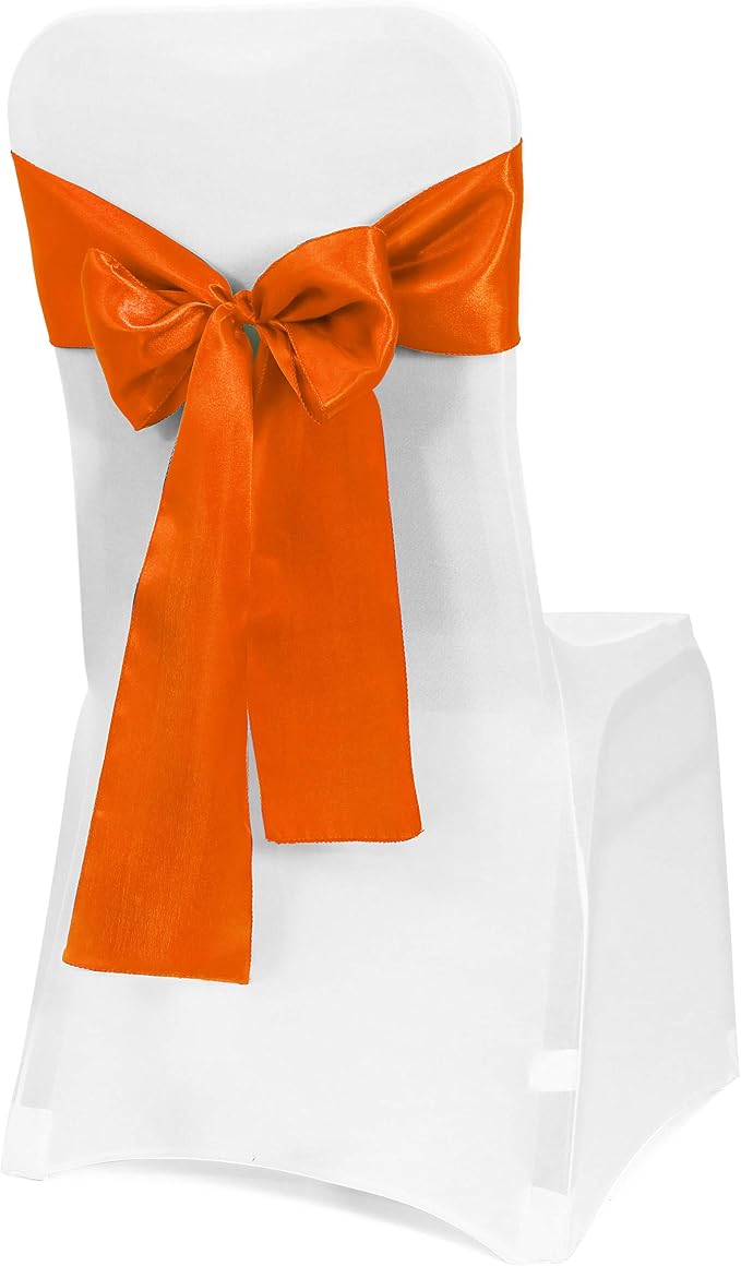 Obstal 50 PCS Satin Chair Sashes Bows for Wedding Reception- Universal Chair Cover Back Tie Supplies for Banquet, Party, Hotel Event Decorations