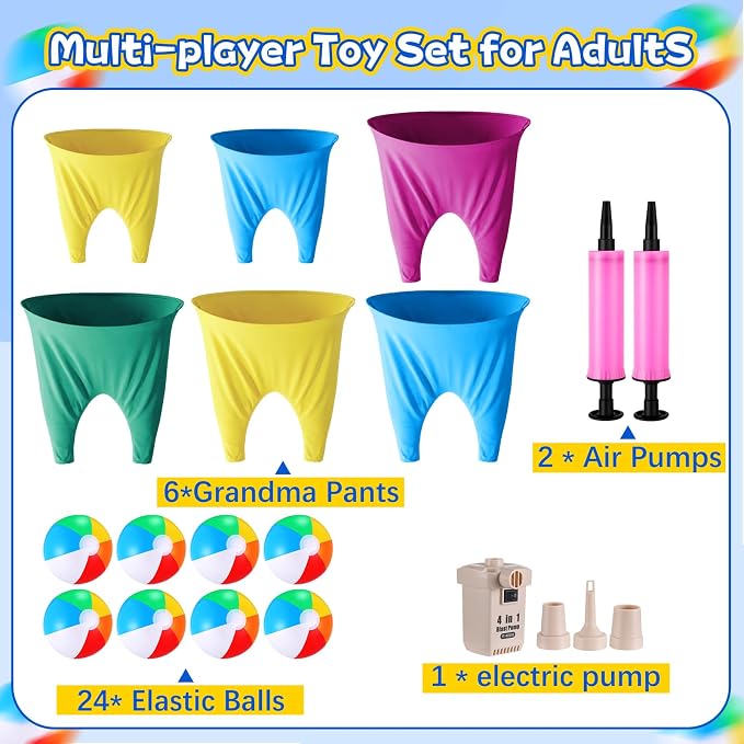 Granny Pants Yard Game Set, Granny Pants Family Outdoor Party Games, Oversized Pants with Bouncy Balls and Electric Air Pump, Outdoor Tossing Games for Adult Yard Game Birthday Party Family Reunion