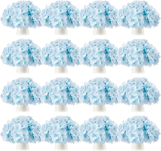 Tigeen 150 Pcs Hydrangea Artificial Flowers Bulk 7.48 Inch Artificial Hydrangeas with Removable Stems Faux Flowers Wedding Decor for Home Garden Party Decoration DIY Project (Gradient Blue)