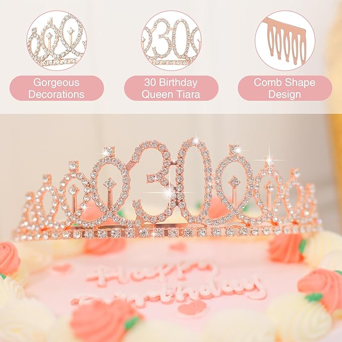 30TH Birthday Gifts for Women,her,In my 30 Year Old Birthday Decorations For Her,30&Fabulous Sash and Tiara For Women,Friends,Sister-Turning 30th Party Favor Supplies